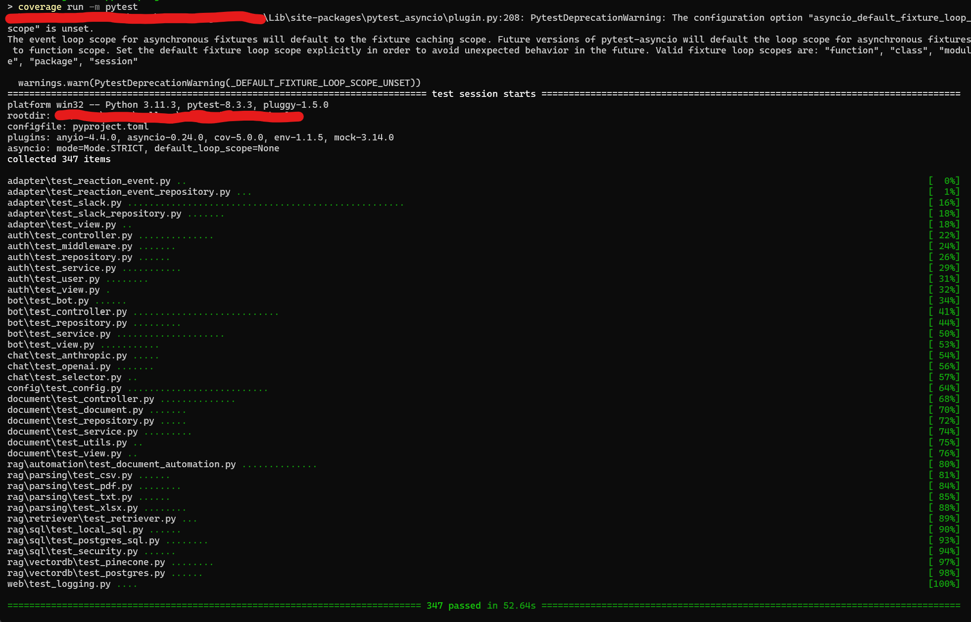 Example run of coverage